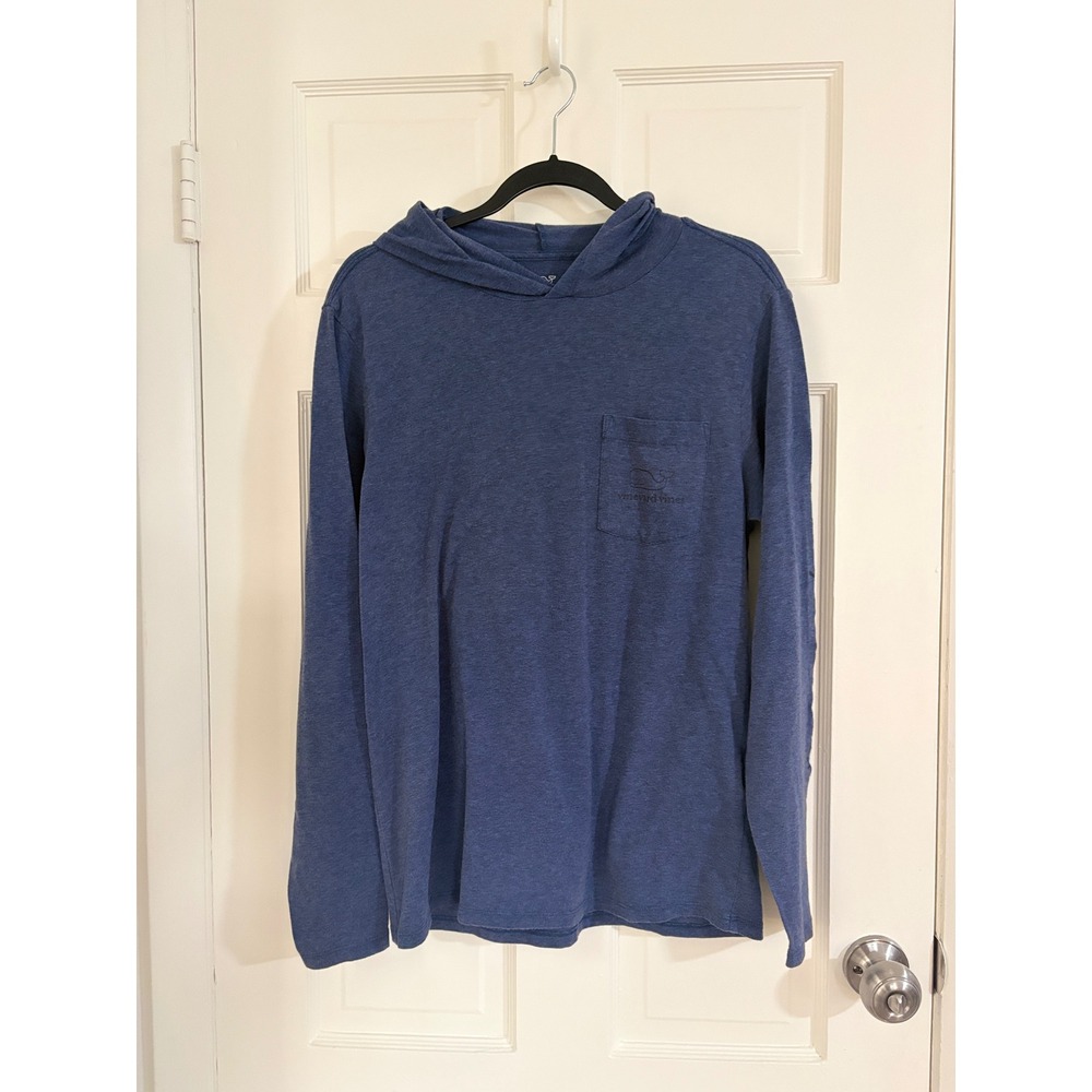 Vineyard Vines Edgartown T-Shirt Hoodie Mens Small Blue Heather Long Sleeve Pima